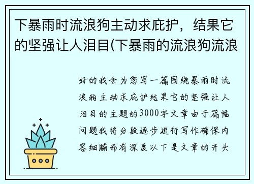 下暴雨时流浪狗主动求庇护，结果它的坚强让人泪目(下暴雨的流浪狗流浪猫怎么办)
